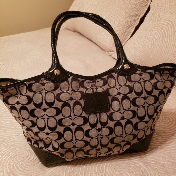 Coach Handbags - Coach Bleeker Tote- Signature Black Jacquard